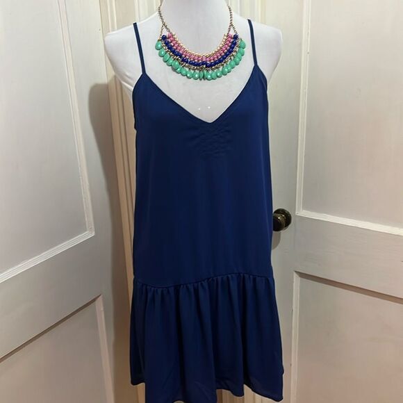 Adorable ALYA Navy Slip Dress Women's Medium EUC - Picture 1 of 8